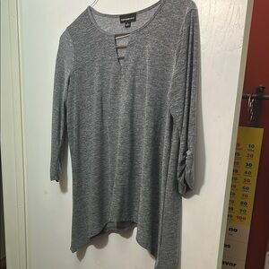 Gray Women's Top with Cutout Detail